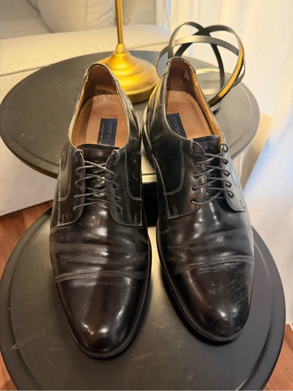 Men’s Bostonian Crown Windsor Leather Black Cap Toe Dress Shoes Size 13